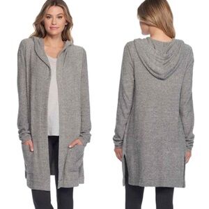 Barefoot Dreams Gray Hooded Oversized Cardigan (Coatigan) Soft Cozy Chic Lite, S